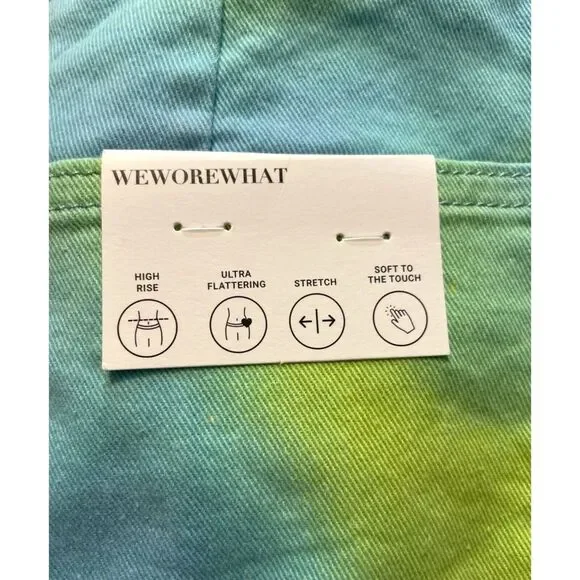 NWT Revolve WEWOREWHAT Flare Bell Short Stretch Denim~Tie‎ Dye~Retro~Boho~26 - Picture 8 of 10